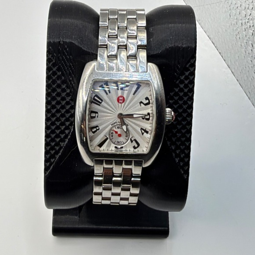 Michele Mini Urban Watch Women Silver Tonneau Swiss Quartz MW02A00 Luxury